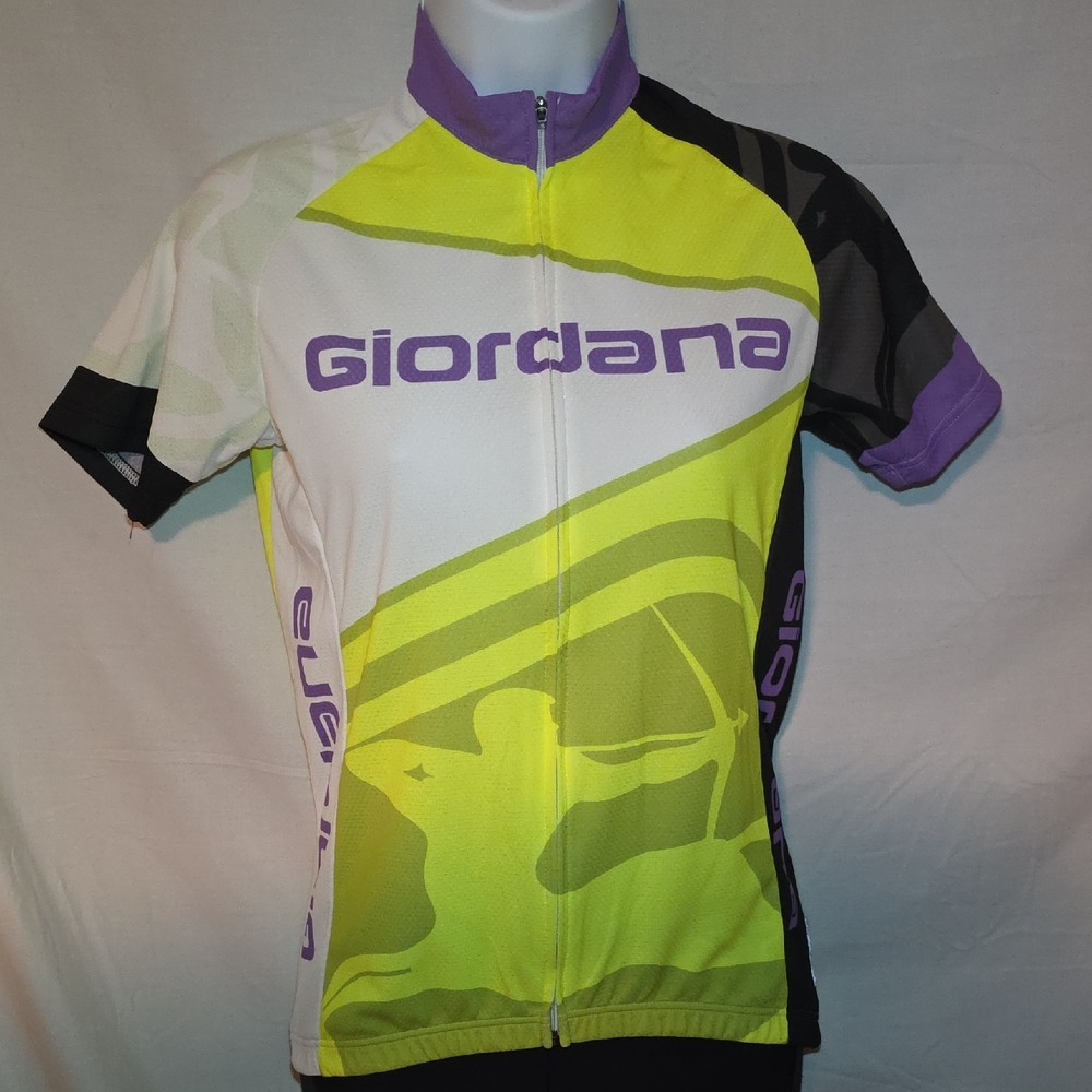 Giordana Women’s Short Sleeve Cycling Jersey - Lime/White/Purple